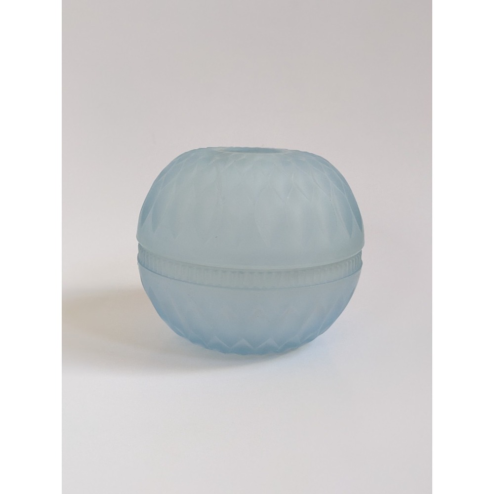 Vintage Indiana Glass Co. Mt. Vernon Fairy Lamp Frosted Blue Satin Diamond Point - Picture 2 of 14